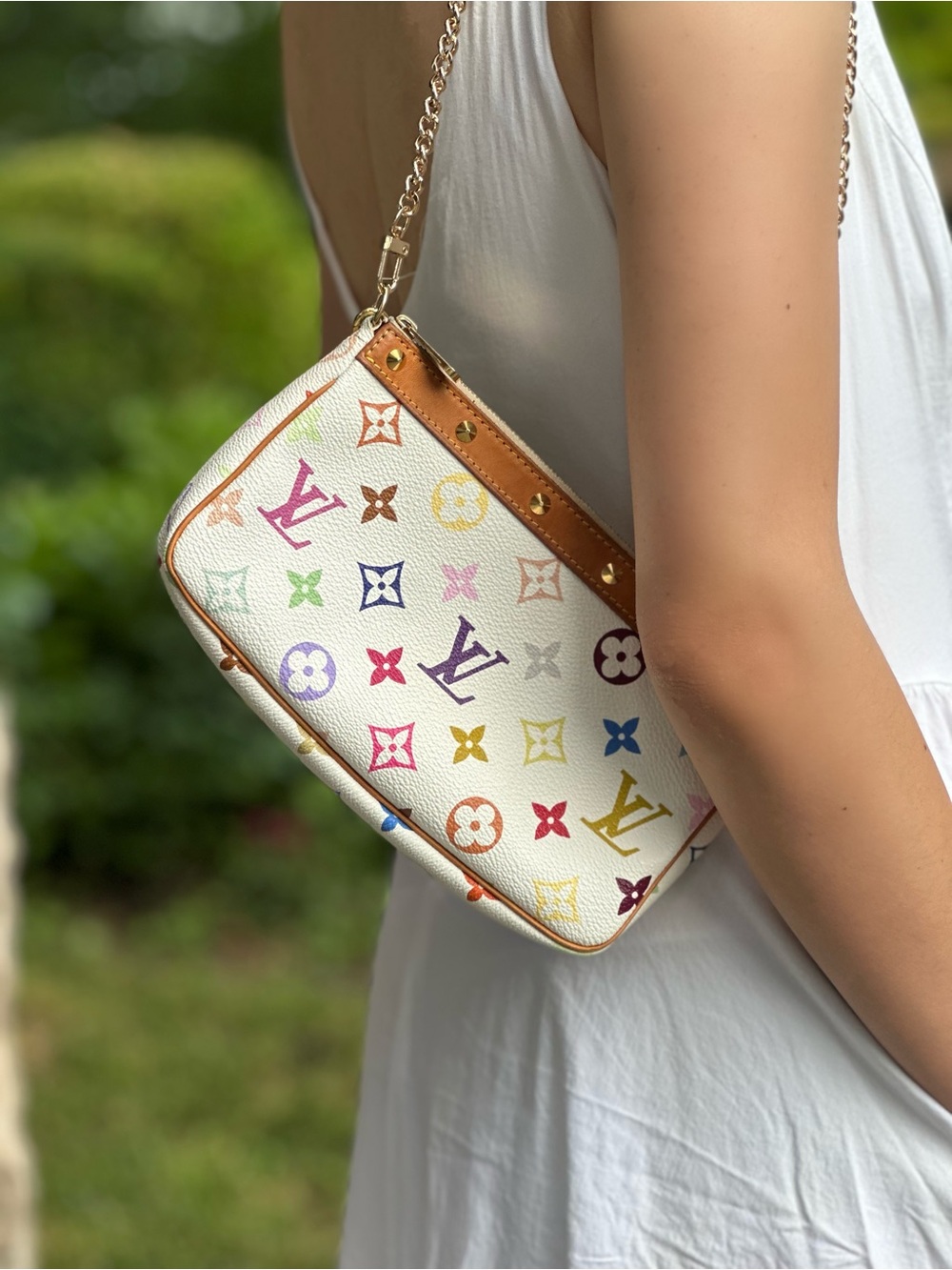 Louis Vuitton Murakami White Multicolor Monogram Pochette Accessoire